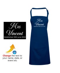 Mrs Custom Name Wedding Date Spousal Love Printed Unisex Adult Wifey Apron